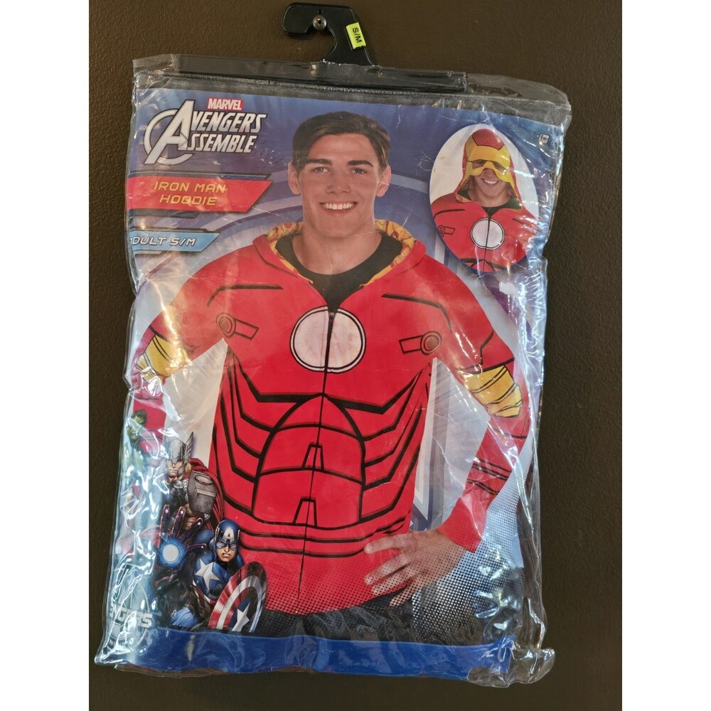 Marvel Avengers Iron Man Adult Halloween Costume Hoodie S M Small Medium New C12